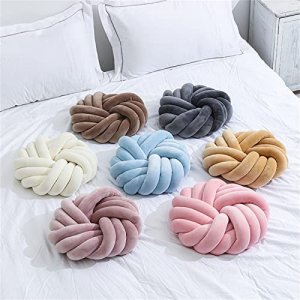 Jackcsale Knotted Pillows Round Throw Pillow Knit Round Plush Pillow Home Decorative Throw Pillow for Living Room Kitchen Bedroom Chair Cushion Sofa 