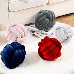 Jemsia Knot Pillow Ball Pillow Knot,Soft Home Decorative Pillows,Handmade Knotted Round Pillow Cushion for Decoration Bedroom,Living Room,Couch,Armch