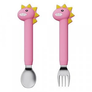 SFCCMM Forks and Spoons Cartoon Set Stainless Steel Utensils Flatware Round Handle Utensils Silverware Flatware Cutlery Set for Home, Kitchen and Res