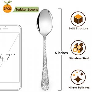 9-Piece Stainless Steel Kids Spoons, HaWare Toddler Flatware, Kids Silverware Preschooler Utensils, Baby Spoons for Self Feeding, Mini Cutlery Set fo
