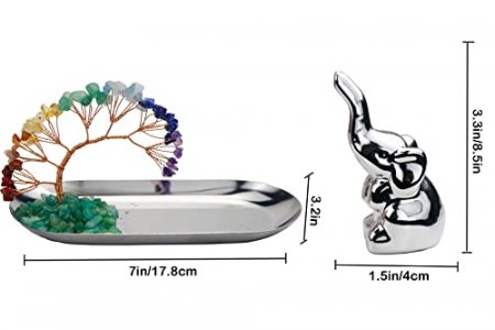 Carselage Elephant Ring Holder for Jewelry, Elephant Gifts for Women, Chakra Crystal Tree Ring Dish Earrings Box Organizer Trinket Tray, Living Room 