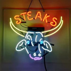 Steaks Neon Bar Signs Handmade Real Neon Tubes Neon Sign For Restaurant Home Kitchen Decor 19x15