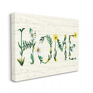 Stupell Industries Home Country Greeting Blissful Daisy Floral Typography, Designed by Kate Eldridge Canvas Wall Art, Yellow