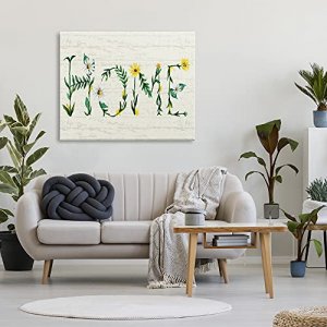 Stupell Industries Home Country Greeting Blissful Daisy Floral Typography, Designed by Kate Eldridge Canvas Wall Art, Yellow
