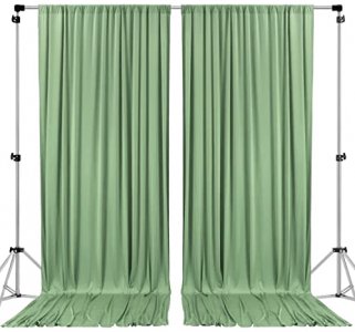 AK TRADING CO. 10 feet x 10 feet Sage Polyester Backdrop Drapes Curtains Panels with Rod Pockets - Wedding Ceremony Party Home Window Decorations