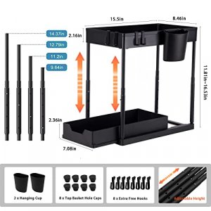  NUOXI Under Sink Organizer, Pull Out Cabinet Organizer 2-Tier  Slide Out Sink Shelf Under Cabinet Storage Multi-Use for Under Kitchen  Bathroom Sink Organizers and Storage, Black: Home & Kitchen