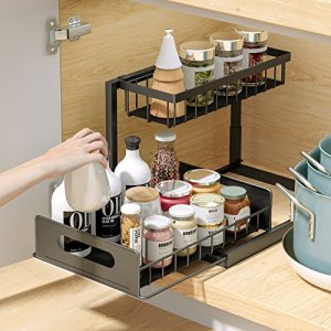 Amazer Pull Out Cabinet Organizer, 2 Tier Pull Out Drawers for