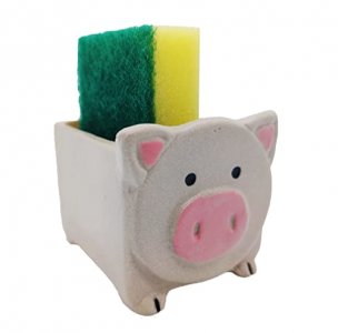 MONMOB Farmhouse Kitchen Decor Home Decor Design Ceramic Kitchen Sponge Holder (Pig)