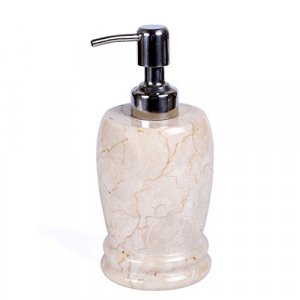 Creative Home Natural Champagne Marble Liquid Soap Lotion Dispenser with Stainless Steel Pump for Bathroom Countertop Organize, Kitchen Sink Hand Soa