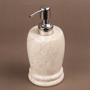 Creative Home Natural Champagne Marble Liquid Soap Lotion Dispenser with Stainless Steel Pump for Bathroom Countertop Organize, Kitchen Sink Hand Soa