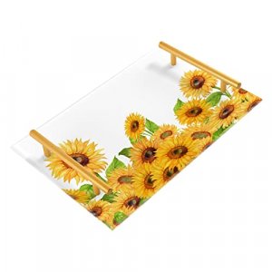 Sunflower Yellow,Vanity Tray,Bathroom Tray,Jewelry Storage Dresser Tray Kitchen Sink Toilet Tank Tray Organizer for Candle Plant Perfume Shampoo Towe