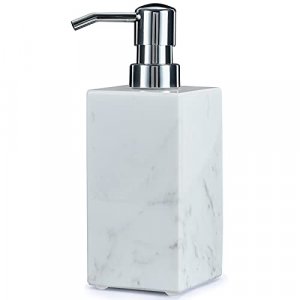 White Marble Soap Dispenser Italian Real Stone Hand Liquid Pump Bottle for Home Decorative Kitchen Sink Bathroom Countertop for Refillable Shower Sha