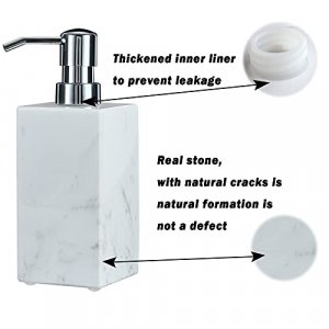 White Marble Soap Dispenser Italian Real Stone Hand Liquid Pump Bottle for Home Decorative Kitchen Sink Bathroom Countertop for Refillable Shower Sha