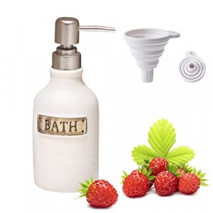 ESSGUO White Soap Dispenser, 11oz Bathroom Hand Ceramic Lotion Dispenser, Refillable Lotion Liquid Pump Dispenser for Bathroom Countertop Kitchen Sin