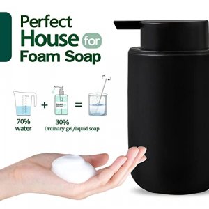 Foam Soap Dispenser Set - 2 Pack Black Ceramic Foaming Dish Hand Soap Dispenser with Black Pump for Bathroom, Bathroom Dispenser Set for Modern Home 