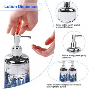 HOMG JINFUN Acrylic Lotion/Soap Dispenser Set 2 PCS Blue-Purple Flowers Bathroom Accessories with Pieces Dispensers Perfect for Hotel, Home Bathroom/