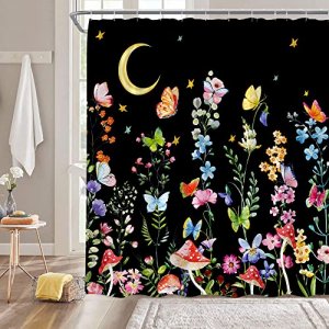 ZKJSMGS Boho Floral Plant Shower Curtain Rustic Flower Green Leaves  Mushroom Moon Star Moonlight Garden Retro Black Butterfly Botanical  Aesthetic Bat - Imported Products from USA - iBhejo