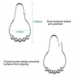 60 Pcs Metal Shower Curtain Hooks Hanging Shower Clips Metal Shower Curtain Rings Practical Shower Curtain Hangers for Home Bathroom Bedroom Kitchen 