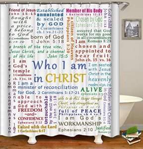 TJZ HOME Shower Curtains, Bible Verse Scripture Motivational and Inspirational Quote Colorful Design Art Bath Curtain 72 x 72 Inch Polyester Fabric f