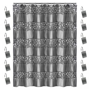 Zahari Home 13pc Sinatra Bathroom Shower Curtain Set Classic Shower Curtain & 12 Shower Curtain Hooks Luxury Fabric Shower Curtain Unique Design Blin