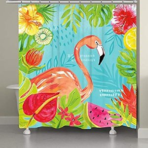 Laural Home Tutti Fruity Flamingo Shower Curtain