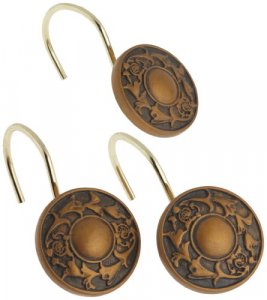 Carnation Home Fashions Regency Ceramic Resin Shower Curtain Hook, Bronze