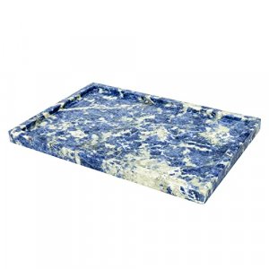 Real Luxurious Natural Marble Vanity Tray Genuine Marble Storage Tray for Home Decor Stone Tray for Bathroom/Kitchen/Vanity/Dresser Non-Resin/Non-Cer