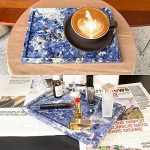 Real Luxurious Natural Marble Vanity Tray Genuine Marble Storage Tray for Home Decor Stone Tray for Bathroom/Kitchen/Vanity/Dresser Non-Resin/Non-Cer