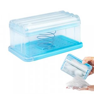 SYLANS Soap Lather Laundry Box Storage Foaming Soap Box Holder Soap Box with Rollers Soap Dish with Drain Soap Container Multifunctional Travel for H