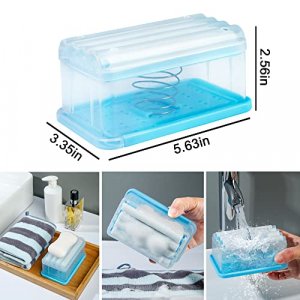 SYLANS Soap Lather Laundry Box Storage Foaming Soap Box Holder Soap Box with Rollers Soap Dish with Drain Soap Container Multifunctional Travel for H