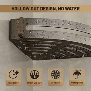 Corner Shower Caddy, 1 Tier Shower Caddy Corner Adhesive Bathroom Caddy Storage, Aluminum Shower Shelves with Removable Hooks, Wall Mounted Shower Or