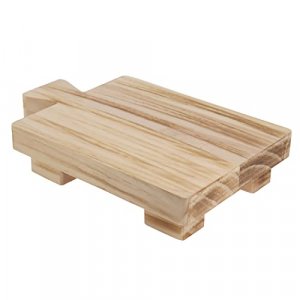 KRISMYA Wooden Soap Stand,1 Pack Small Wood Pedestal Stand Raw Wood Riser Plant Holder Kitchen Sink Holder Tray for Bathroom Home Kitchen Decor