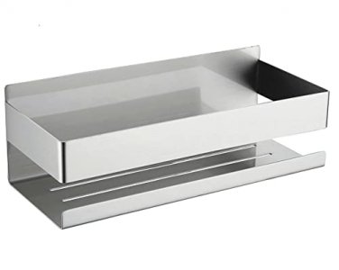 Shower Caddy Basket Shelf Wall Mounted Bathroom Organizer Shelf Kitchen Storage Rack Wall Mounted Adhesive No Drilling for Bathroom, Toilet, Kitchen 