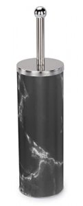 Zahari Home Marble Toilet Bowl Brush and Holder for Bathroom, Metal Bowl Brush Holder, Black Marble