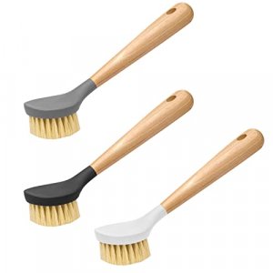 Klickpick Home Pack of 3 Dish Cleaning Bamboo Dish Brush for Kitchen Pot Pan Dish Cleaning Brushes