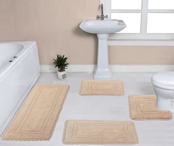 Lavish Home 100% Cotton Reversible Long Bath Rug - Brick