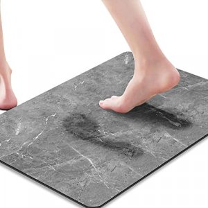 Grey Marble Bath Mats Quick Dry Absorbent Floor Rugs Napa Skin