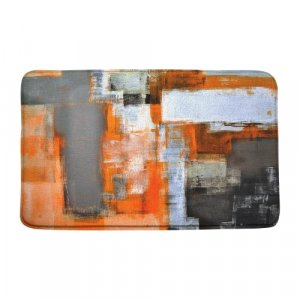 AYDSMYD Orange Gray Bath Mat Abstract Art Oil Painting Brushstrokes Style Ombre Art Design Modern Home Bathroom Shower Mat Kitchen Rug Microfiber Mem