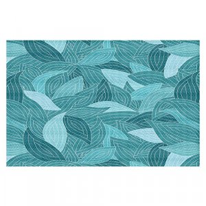 Dia Noche Area Rug, Kitchen, Bath Mat with Chevron Weave Unique, Decorative, Stylish from DiaNoche Designs by Julia Grifol Blue Leaves II, Large 4 X 