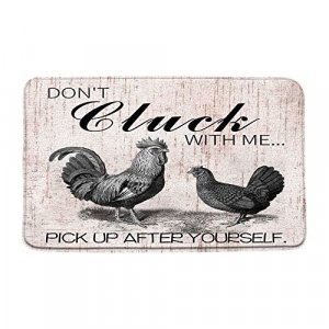 Chicken Bath Mat Funny Rooster Hen Retro Wooden Board Farm Animal Fun Quotes Creative Western Farmhouse Theme Bathroom Microfiber Decor Mat Soft Memo