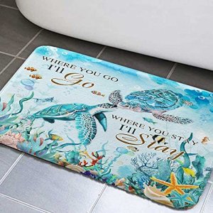 Turtle Bathroom Rugs, Teal Sea Turtle Bathroom Rugs Under The Sea Bath Rugs Nautical Sea Turtles Beach Bathroom Doormat Door Mat Rug Blue Ocean Showe