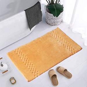 Cotton Bathroom Runner Rug Large Size 24 x 60 inches Bath Runner Rug Perfect for Bathroom and Kitchen, Mustard