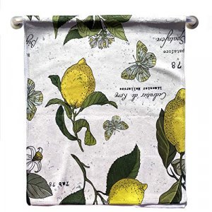 Yellow Lemon Branches Hand Towel Flower Leaves Butterflies Face Towel Botanical Collection Soft Thin Kitchen Towel 13.8' x 29.5' for Home Decoration