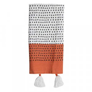 Foreside Home & Garden Multicolored Polk Dot 27 x 18 Inch Screen Printed Kitchen Tea Towel with Hand Sewn Tassels