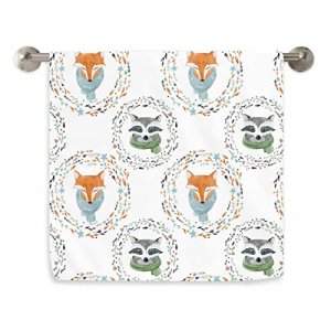 VunKo Cute Fox Raccoon Kitchen Dish Towel Soft Highly Absorbent Watercolor Hand Towel Home Decorative Multipurpose for Bathroom Hotel Gym and Spa 15.