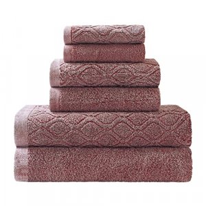 SUPERIOR Denim Wash 100% Cotton 550 GSM 6 Piece Bath Towel Set, 2 Face, 2 Hand, 2 Bath Towels, Ideal for Bathroom, Kitchen or Beach, Quick Dry, Jacqu