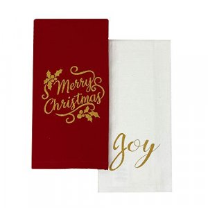 Elrene Home Fashions Merry Christmas and Joy Sentiments Cotton Christmas Holiday Kitchen Towels/Dish Towels/Hand Towels