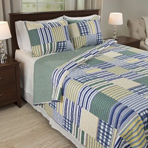 Lavish Home Lynsey 3 Piece Quilt Set-Full/Queen, Multicolor