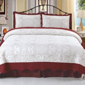 Lavish Home Juliette Embroidered Quilt 3 Pc Set-Full/Queen, Multicolor