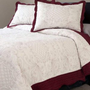 Lavish Home Juliette Embroidered Quilt 3 Pc Set-Full/Queen, Multicolor